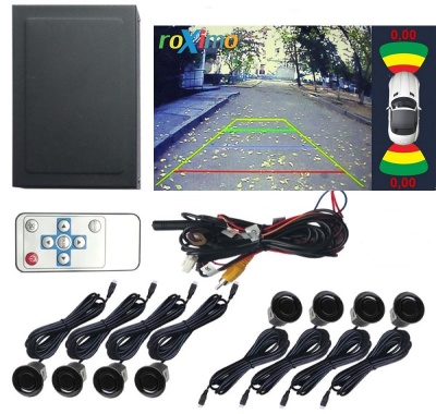 Парковочный радар с входом для камеры (Видеопарктроник) перед/зад 8 датчиков