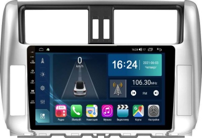 Штатная магнитола для Toyota Prado 150 2009-2013 FarCar TG065M серебро на Android 10, 8-ядер, 2Гб-32Гб, встроенным 4G модемом и DSP