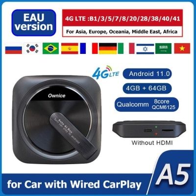 Ownice Auto Ai box OL-AI-A5 CarPlay Блок Android для штатной магнитолы на Android 11 c 4GB оперативной и 4G