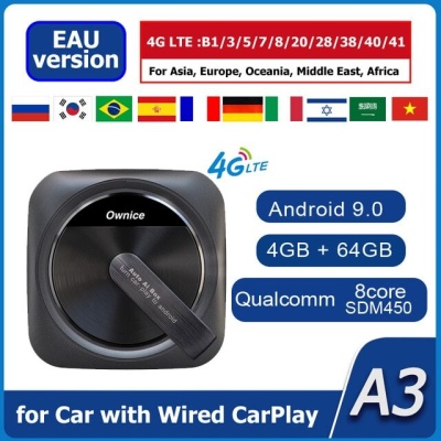 Ownice Auto Ai box OL-AI-A3 CarPlay Блок Android для штатной магнитолы на Android 10 c 4GB оперативной и 4G