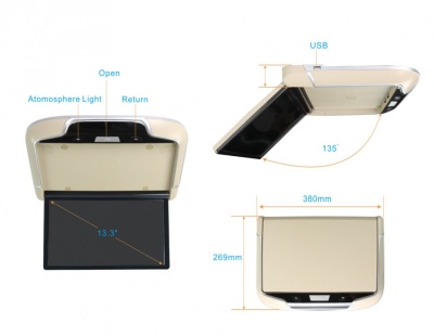 Потолочный Смарт ТВ 13,3" ERGO ER13AND (1920x1080, Android) серый/чёрный/бежевый