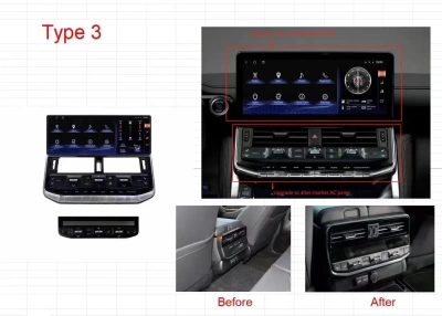 Магнитола + климат (перед + зад) для Toyota Land Cruiser 300 - Carmedia ZH-T1219 монитор 12.3", Android 13, CarPlay, 4G SIM-слот, 8Гб+128Гб