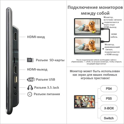 Навесной монитор 12.5" ERGO ER1250AN ЧЕРНЫЙ
